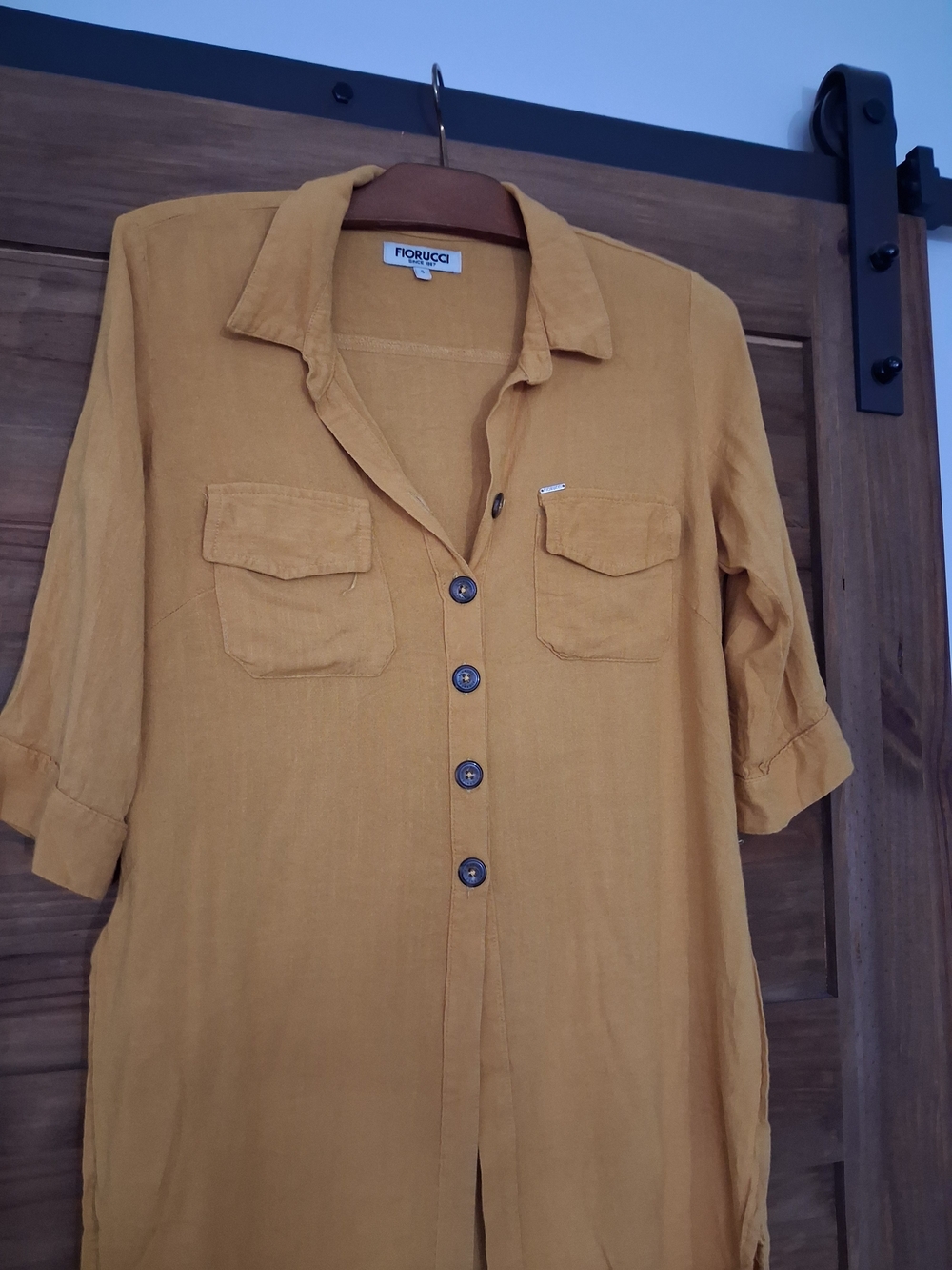 Fiorucci Mustard Blouse, Button-Front Shirt Tunic, S - Picture 2 of 12
